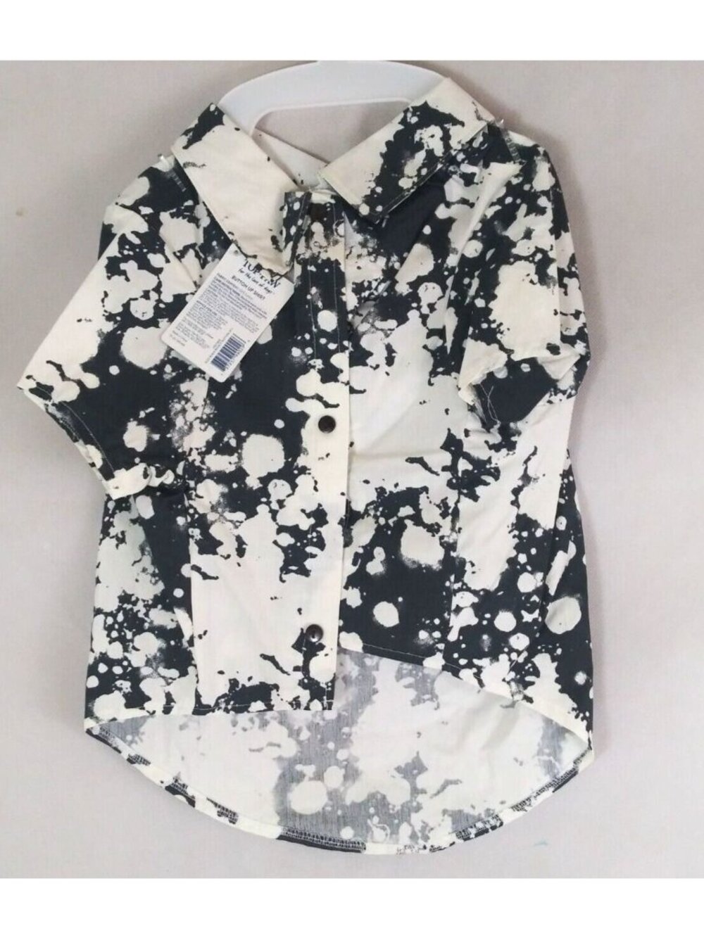 NWT Top Paw Black Bleach Button Up Collared Dress Shirt for Dogs Size Large
